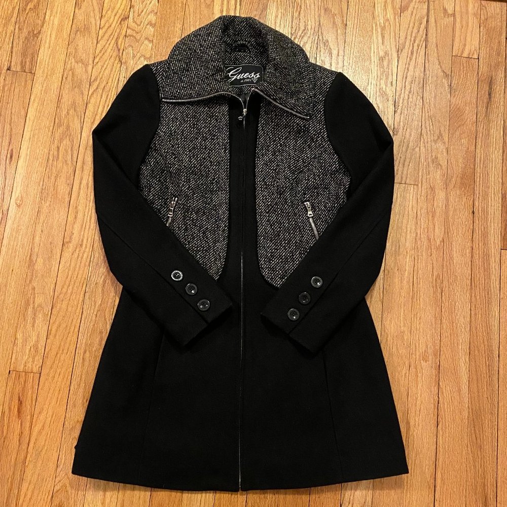 Guess Long Black Wool Coat